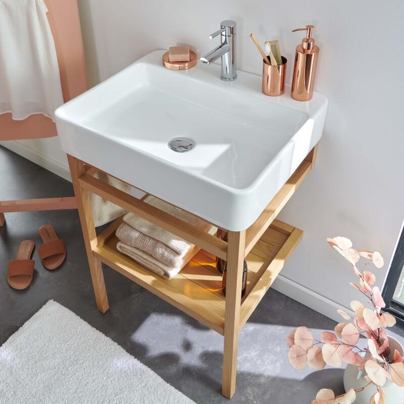 Robinet de salle de bain mitigeur bec bas chromé H17cm