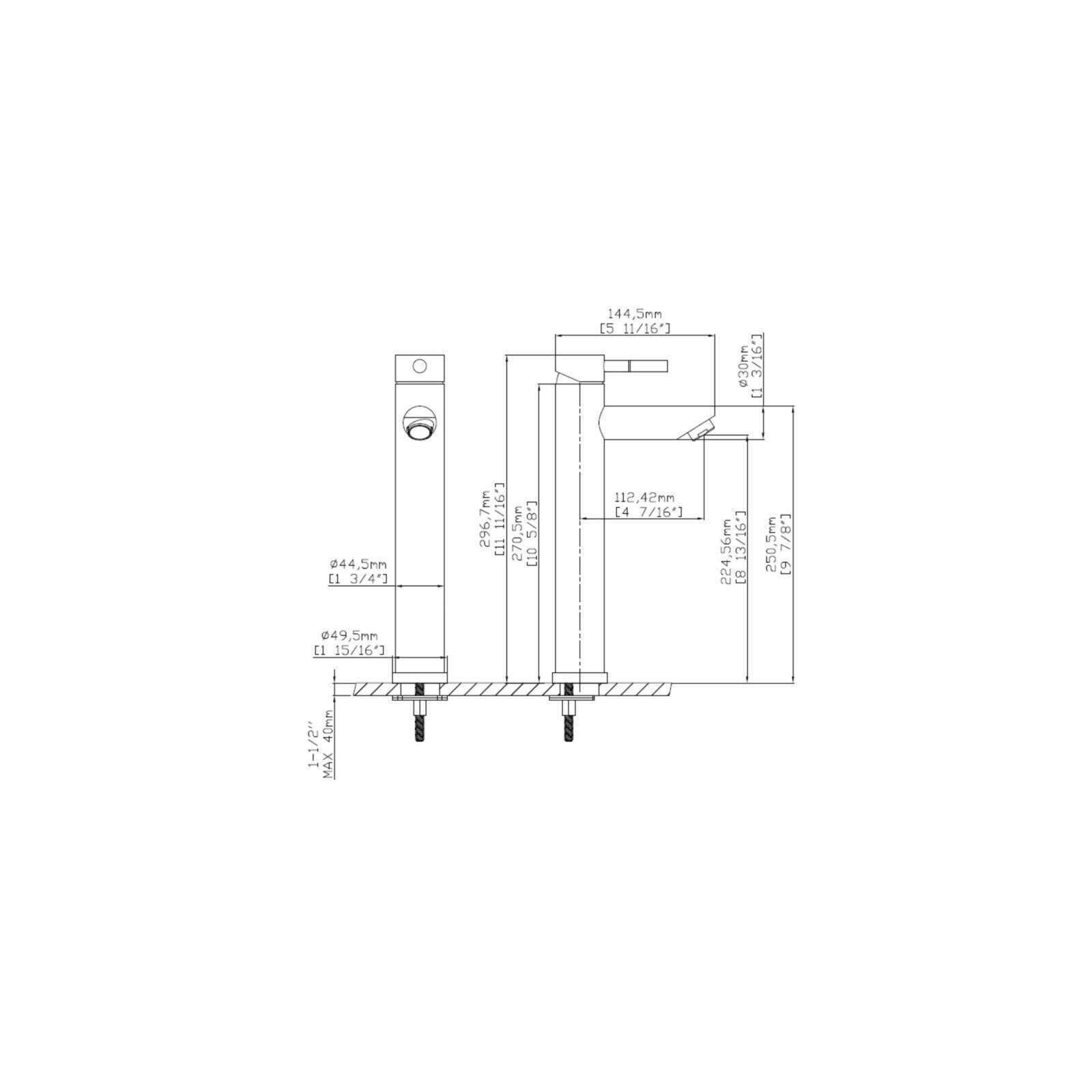 Robinet de salle de bain mitigeur bec haut noir H29.7cm