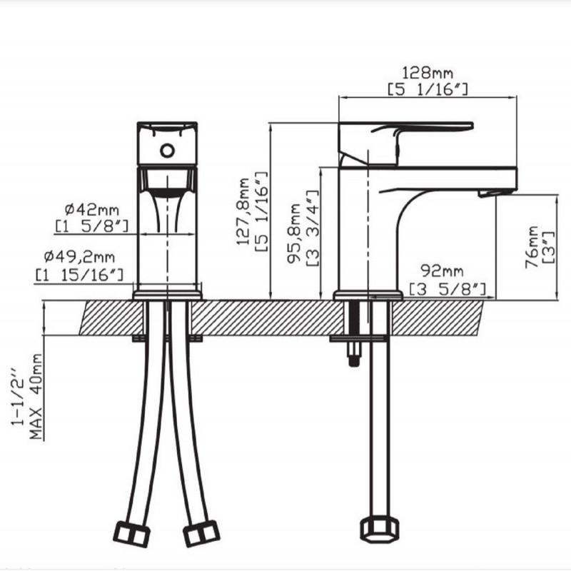 Robinet lave-mains noir mat - Mitigeur eau chaude et eau froide GRIFO