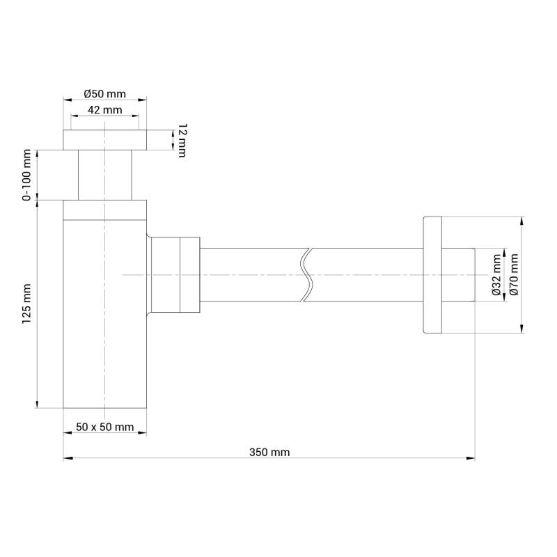 Siphon carré noir découpable D32mm