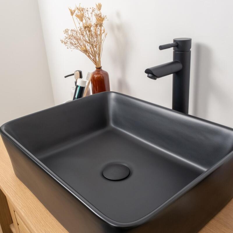 Bonde à écoulement libre noir mat - sans trop plein