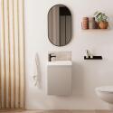 Ensemble lave-mains suspendu + robinet noir + miroir ovale