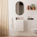 Ensemble lave-mains suspendu + robinet noir + miroir ovale