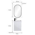 Ensemble lave-mains suspendu + robinet noir + miroir ovale