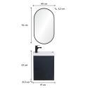 Ensemble lave-mains suspendu + robinet noir + miroir ovale