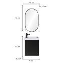 Ensemble lave-mains suspendu + robinet noir + miroir ovale