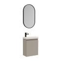 Ensemble lave-mains suspendu + robinet noir + miroir ovale