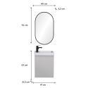 Ensemble lave-mains suspendu + robinet noir + miroir ovale