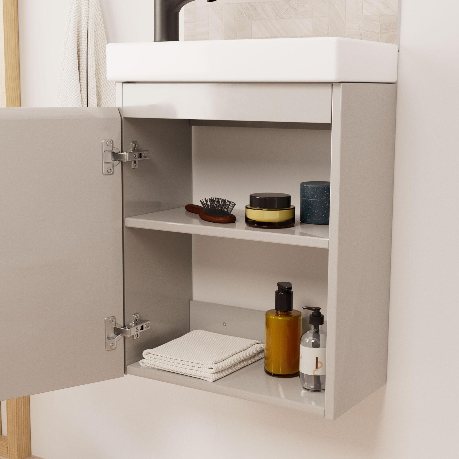 Ensemble lave-mains suspendu + robinet noir + miroir ovale