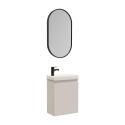 Ensemble lave-mains suspendu + robinet noir + miroir ovale