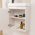 Ensemble lave-mains suspendu + robinet noir + miroir ovale