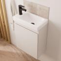 Ensemble lave-mains suspendu + robinet noir + miroir ovale