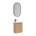 Ensemble lave-mains suspendu + robinet noir + miroir ovale