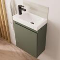 Ensemble lave-mains suspendu + robinet noir + miroir ovale