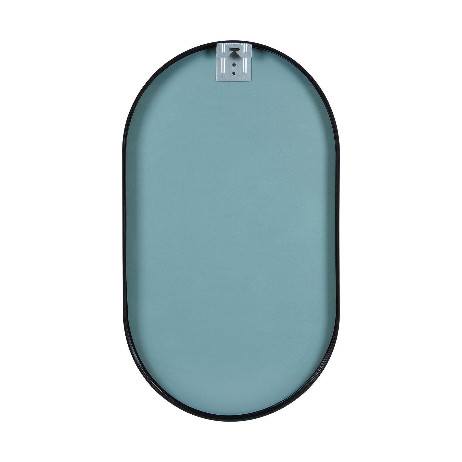 Ensemble lave-mains suspendu + robinet noir + miroir ovale