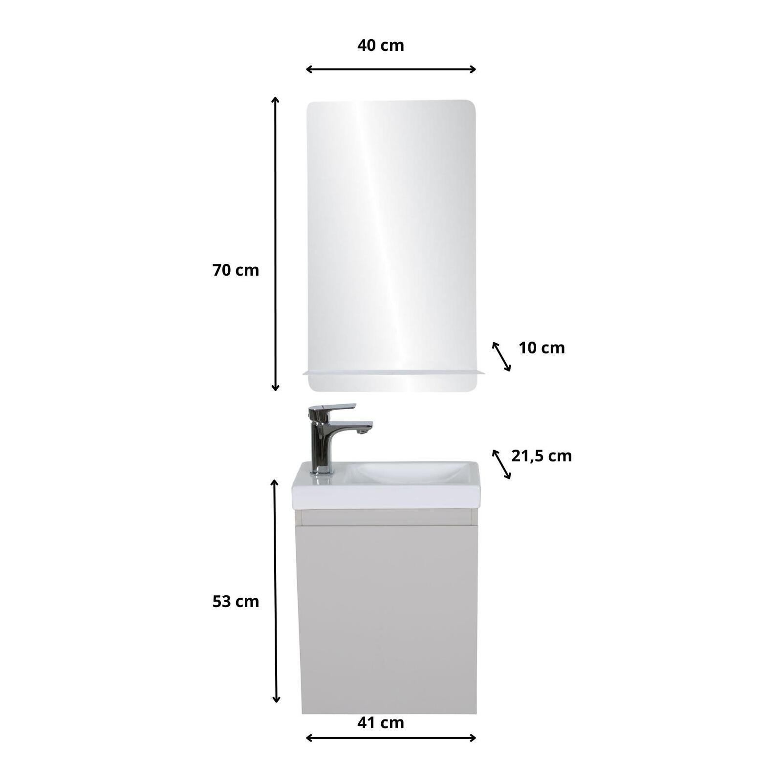 Ensemble lave-mains suspendu + miroir tablette