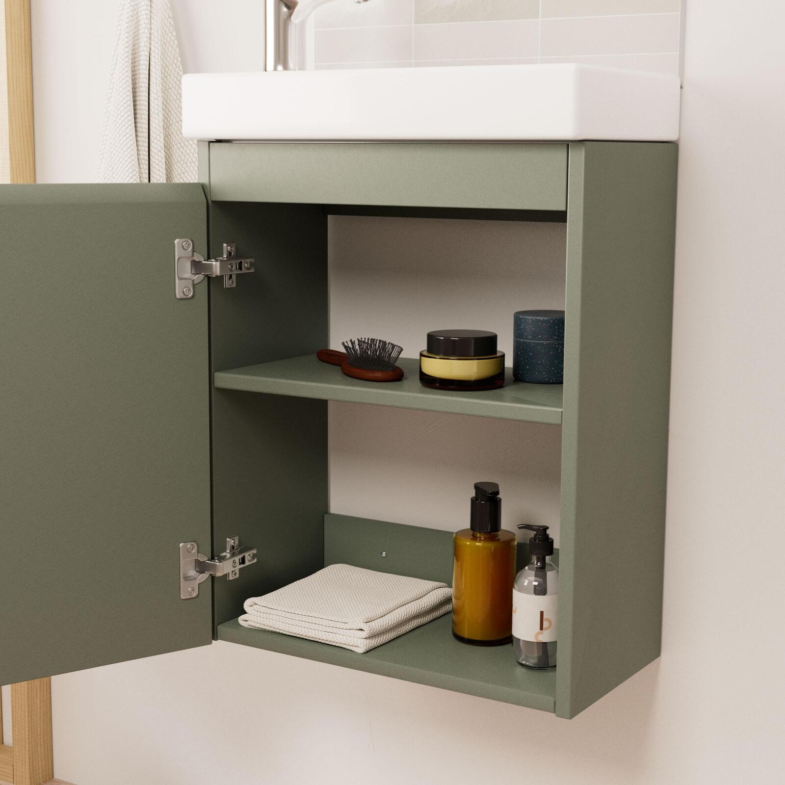 Ensemble lave-mains suspendu + miroir tablette