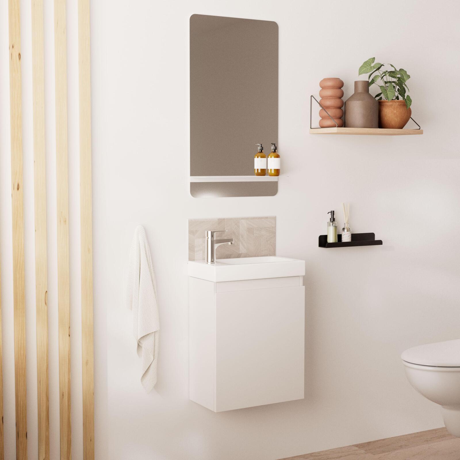 Ensemble lave-mains suspendu + miroir tablette