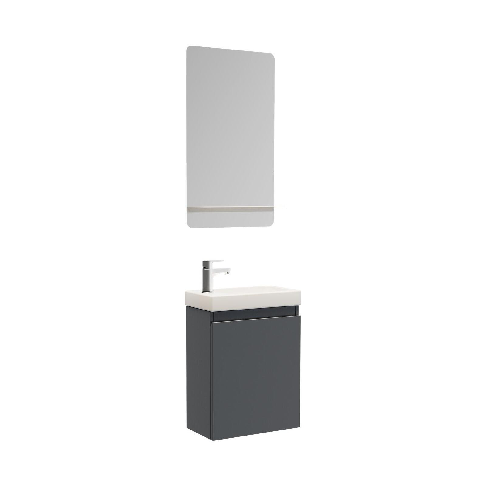 Ensemble lave-mains suspendu + miroir tablette