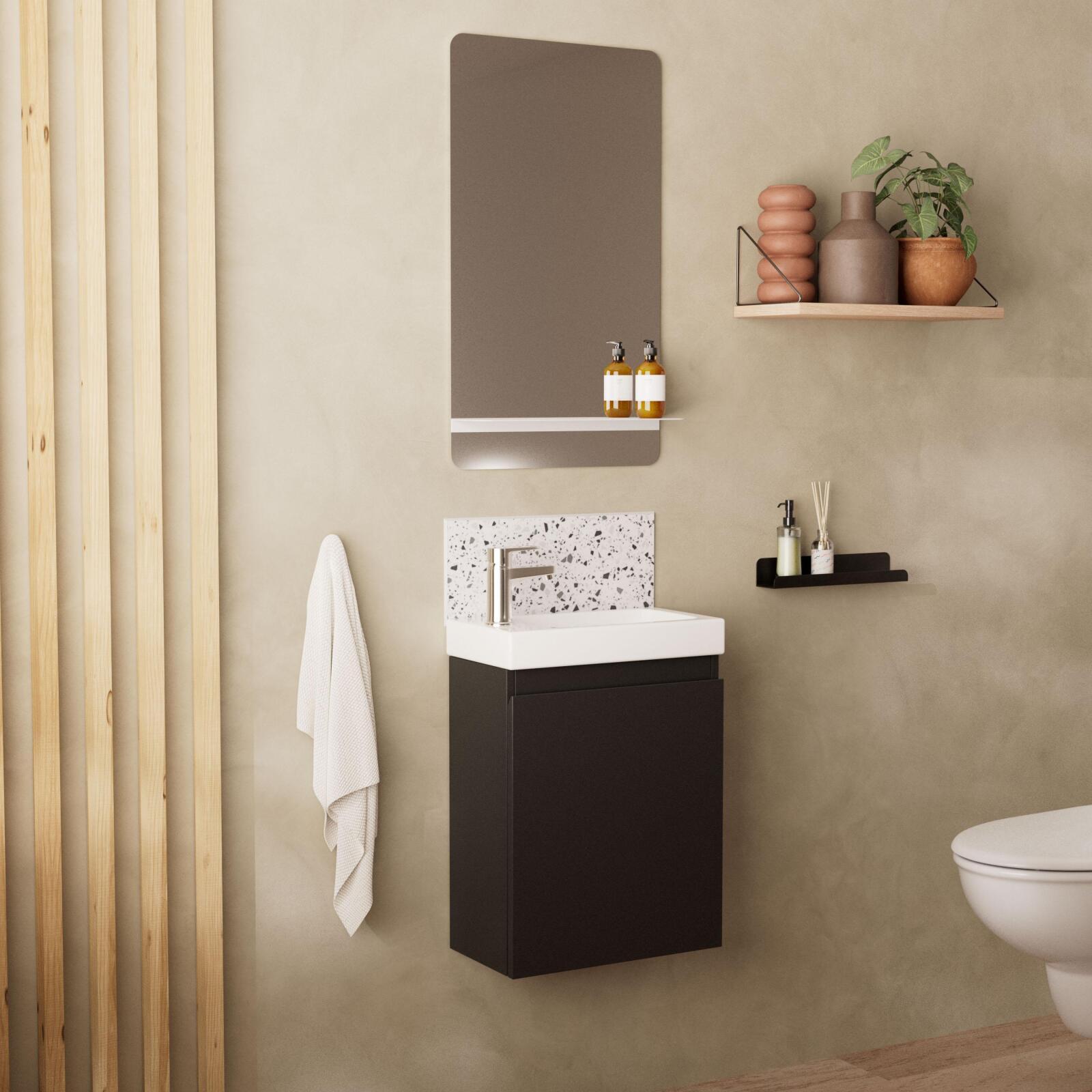 Ensemble lave-mains suspendu + miroir tablette