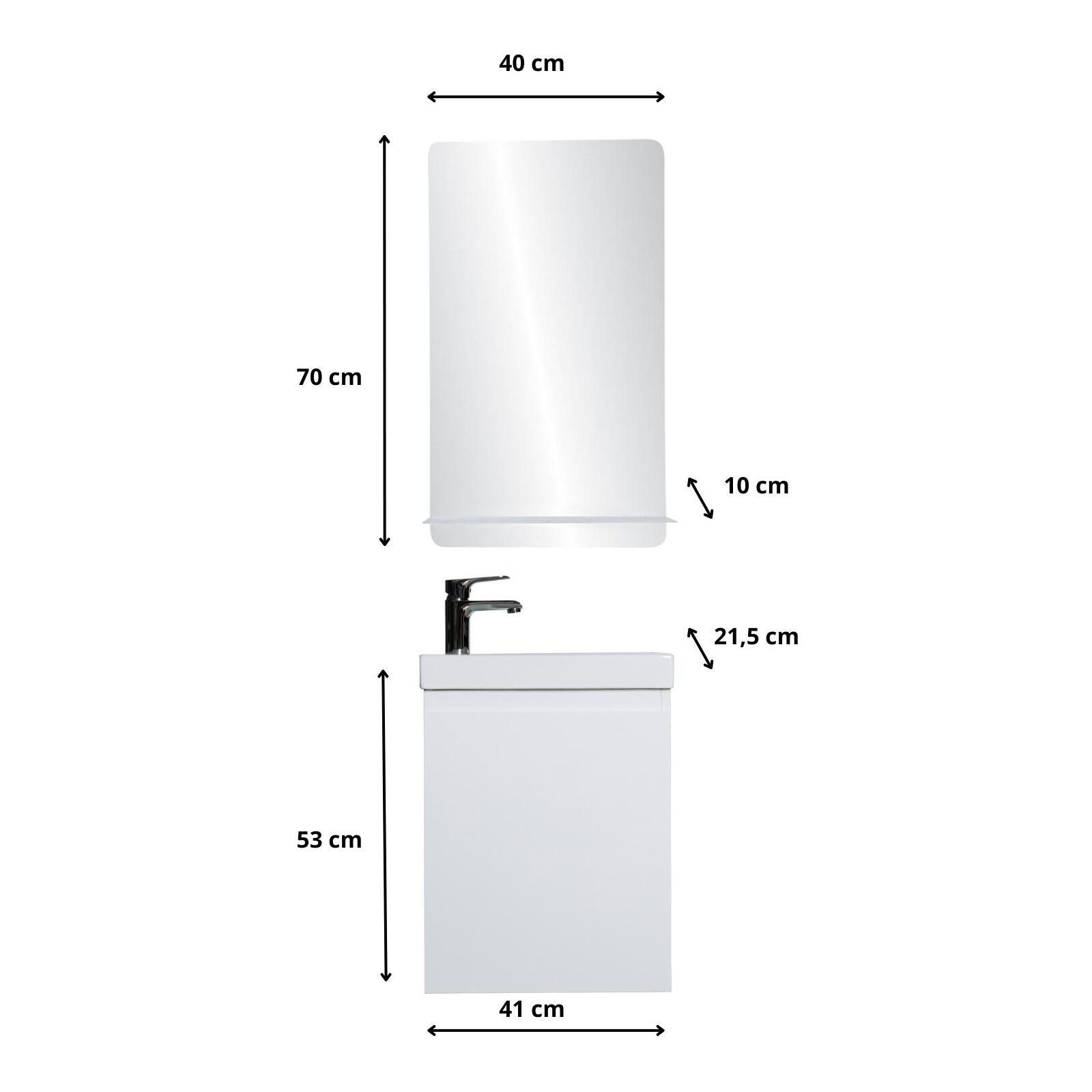 Ensemble lave-mains suspendu + miroir tablette