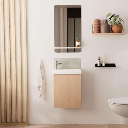 Ensemble lave-mains suspendu + miroir tablette