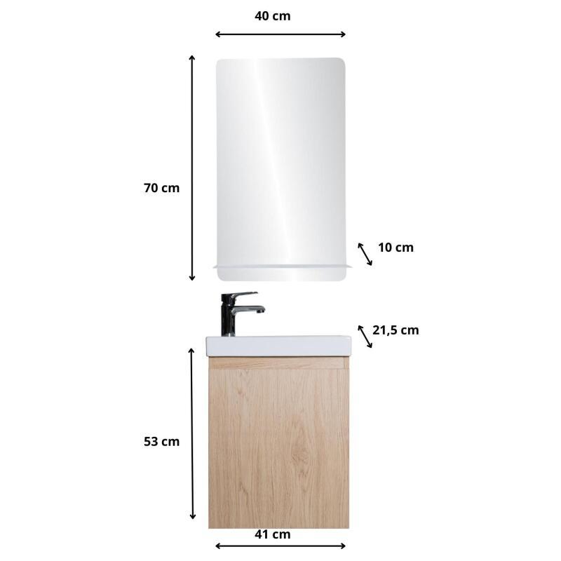 Ensemble lave-mains suspendu + miroir tablette