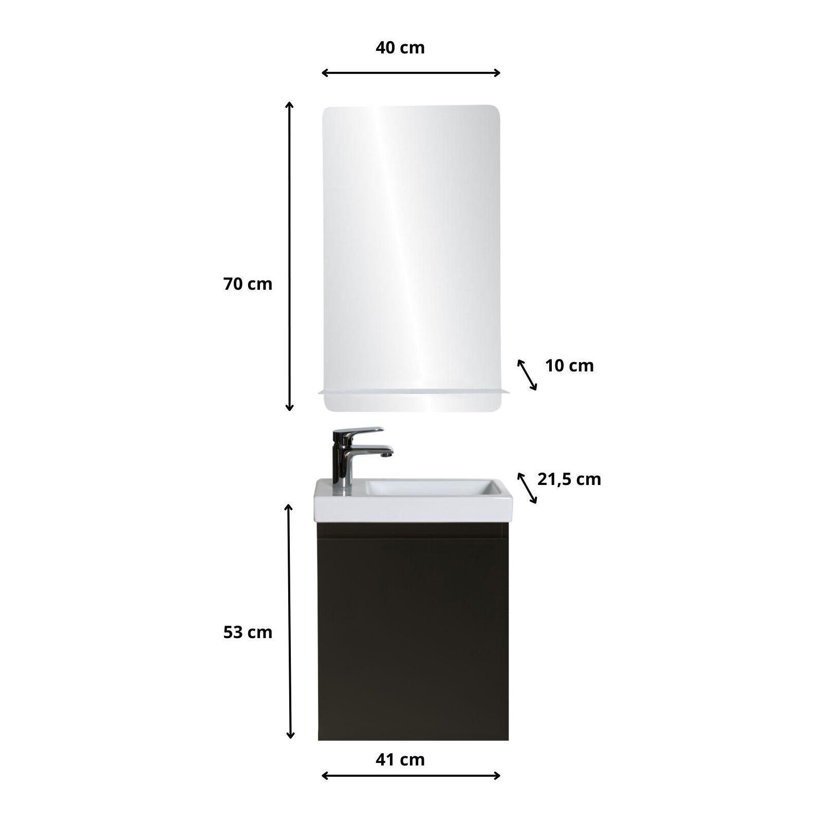 Ensemble lave-mains suspendu + miroir tablette