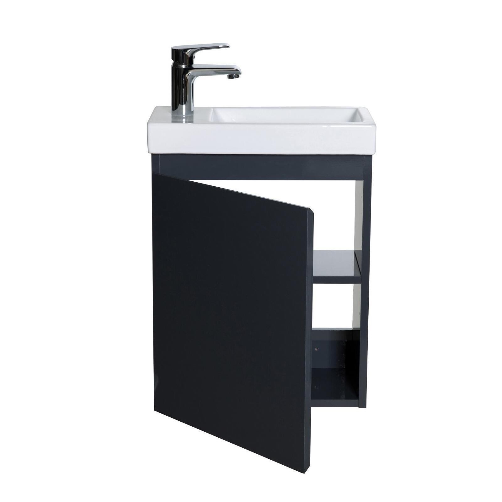 Meuble lave-mains suspendu avec vasque céramique