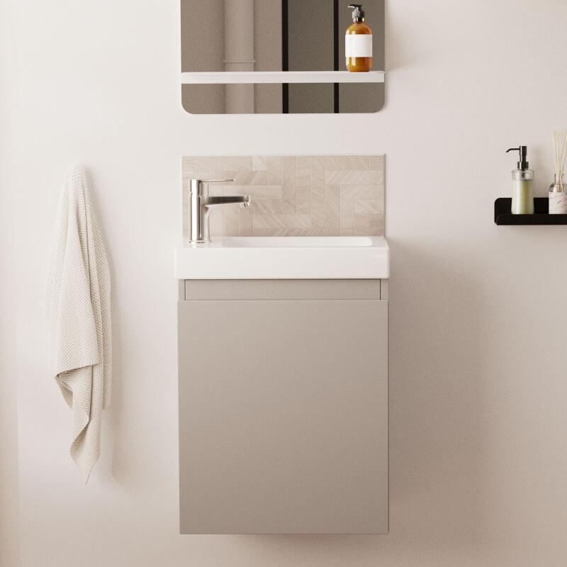 Meuble lave-mains suspendu avec vasque céramique