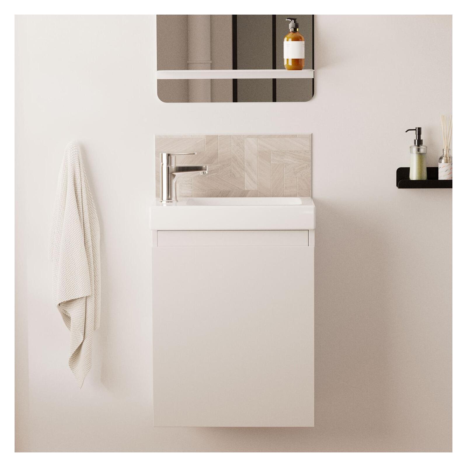 Meuble lave-mains suspendu avec vasque céramique Meuble lave-mains suspendu avec vasque céramique