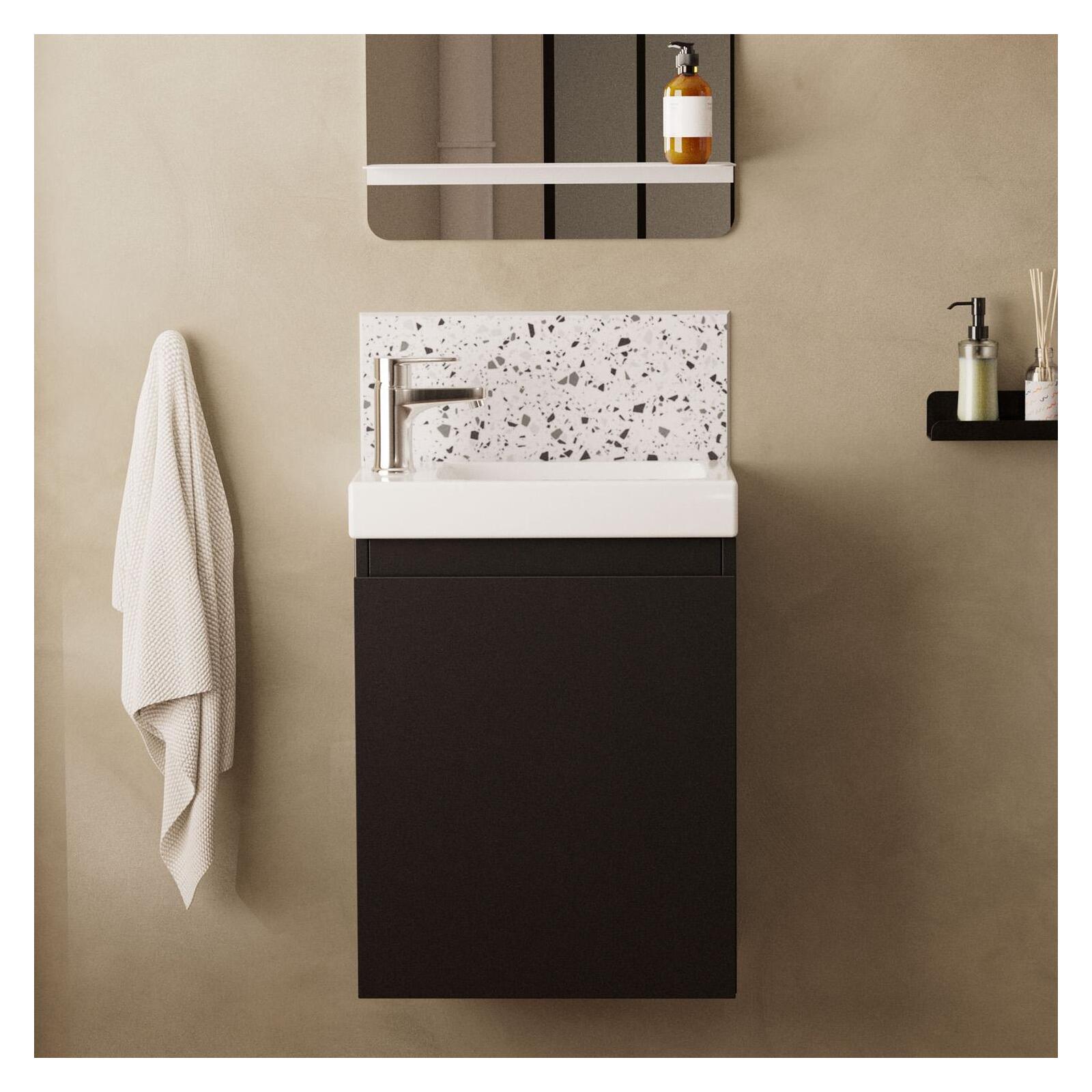 Meuble lave-mains suspendu avec vasque céramique