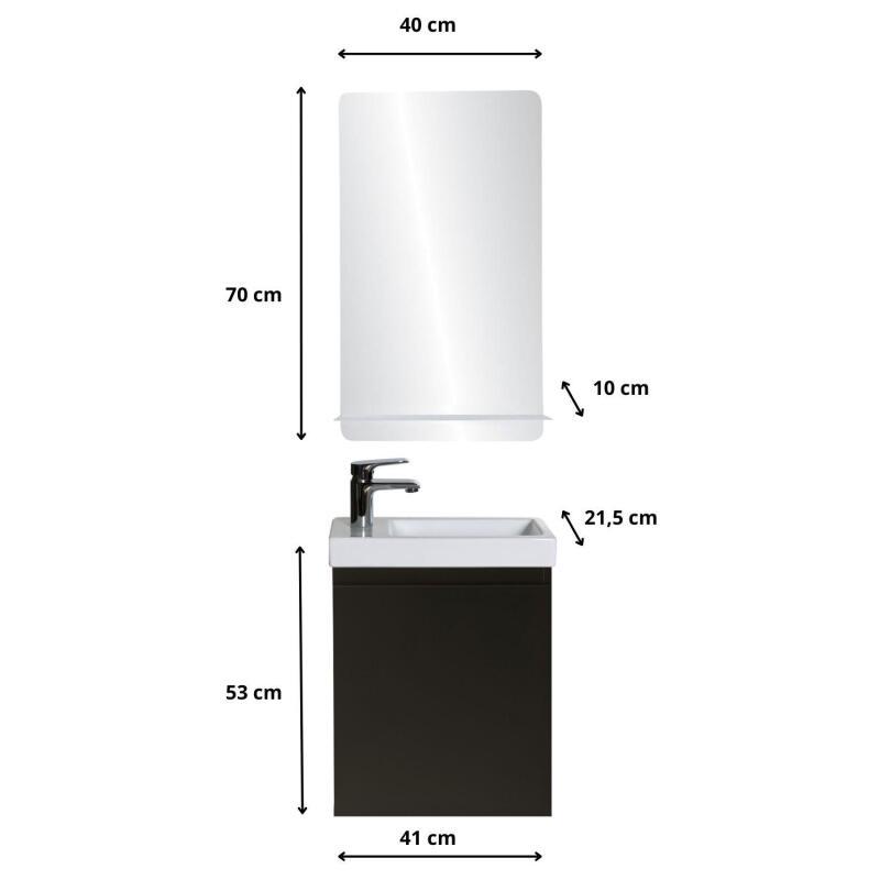 Ensemble meuble lave-mains LISA + Robinet TAP + Miroir SIMONA