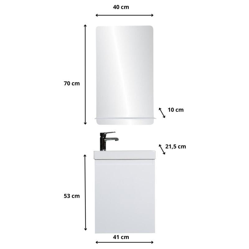 Ensemble meuble lave-mains LISA + Robinet TAP + Miroir SIMONA