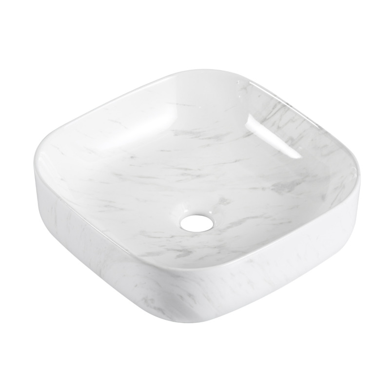 VASQUE LOU CARREE IMITATION MARBRE BLANC