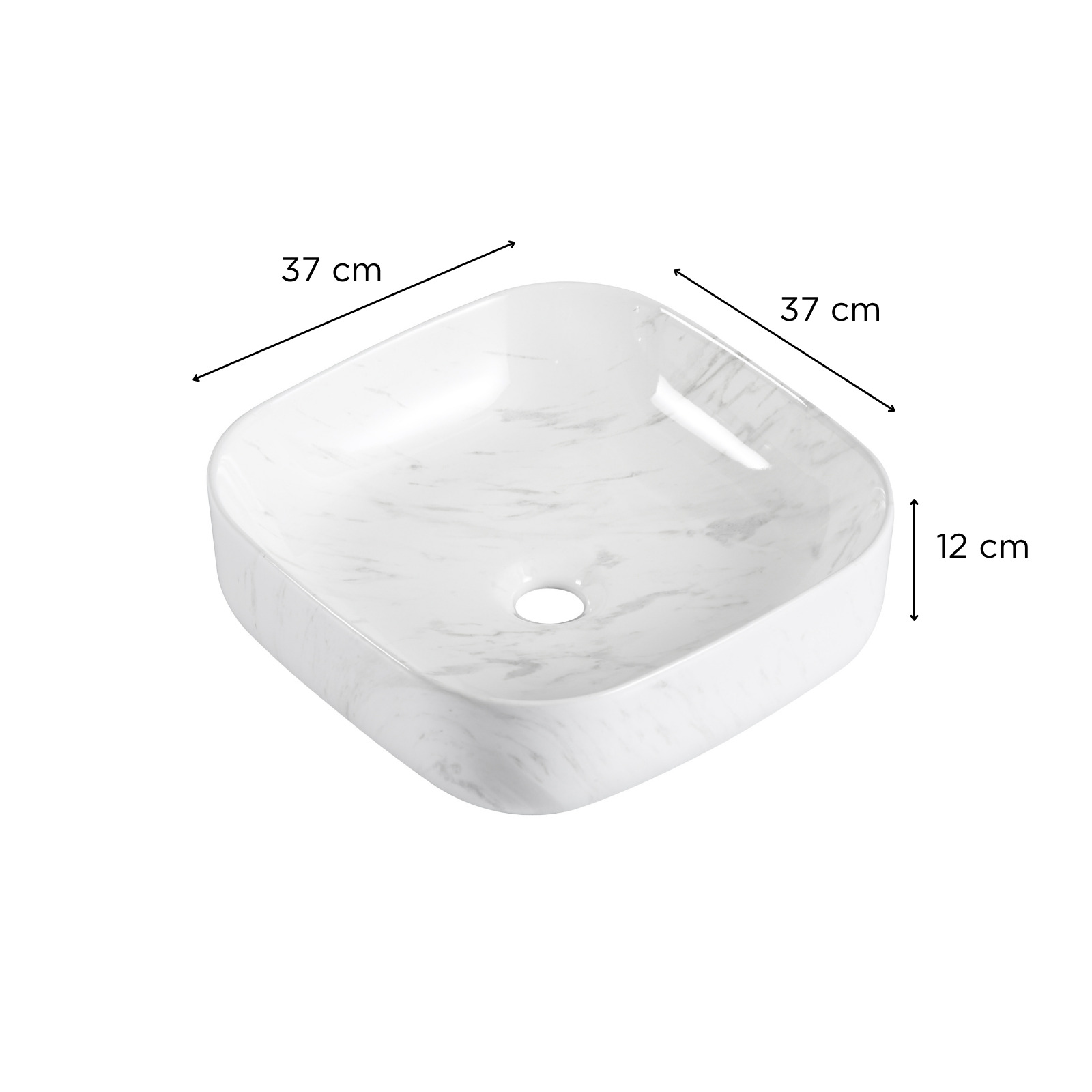 VASQUE LOU CARREE IMITATION MARBRE BLANC