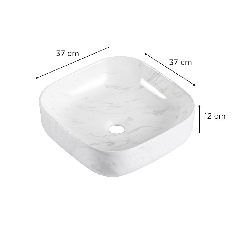 VASQUE LOU CARREE IMITATION MARBRE BLANC