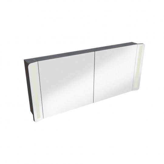 Armoire de toilette noir double miroir + éclairage LED L120 TIGA