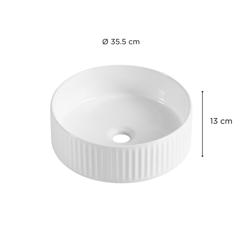 Vasque Salle de Bain à poser ronde 45 cm Blanche - LINEA