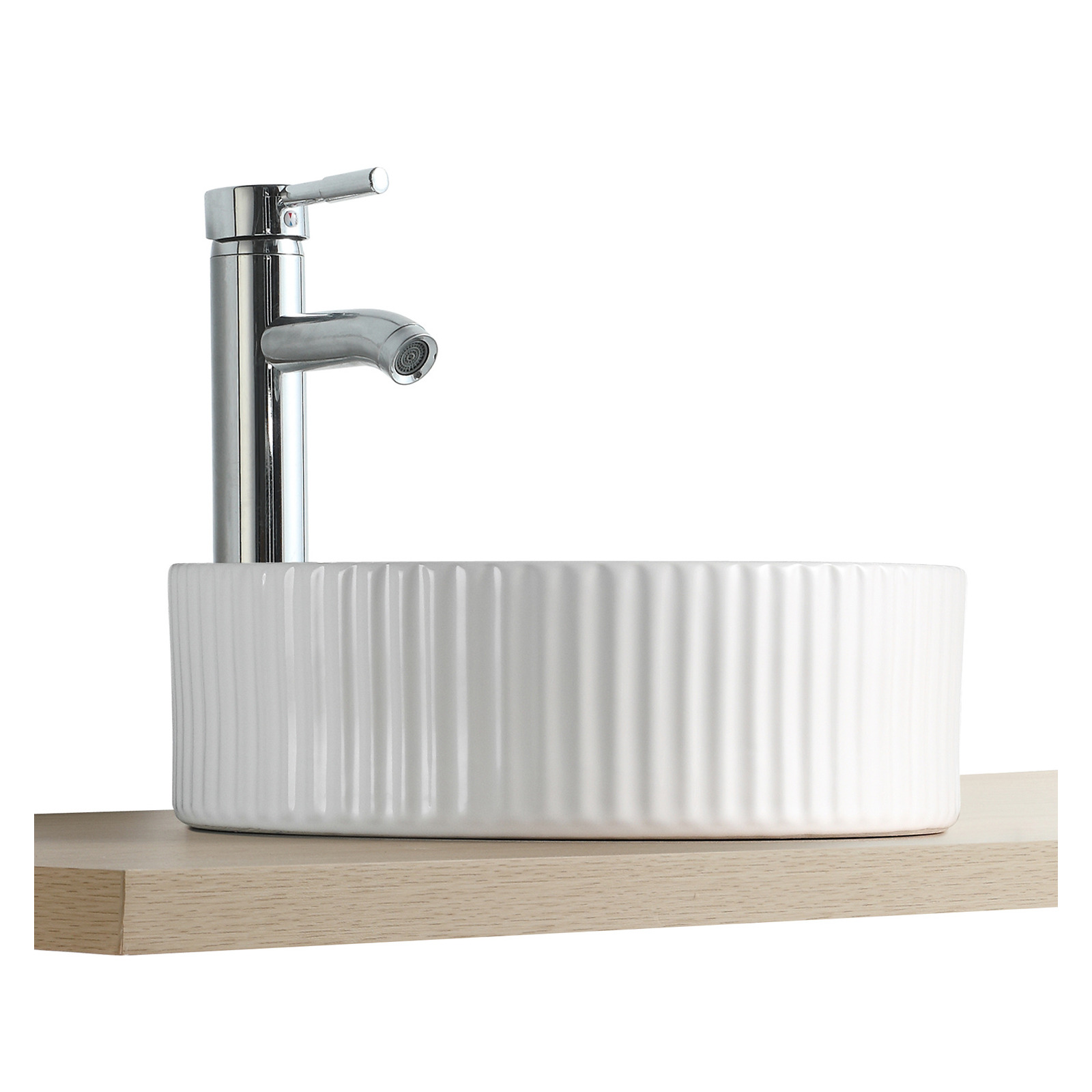 Vasque Salle de Bain à poser ronde 45 cm Blanche - LINEA