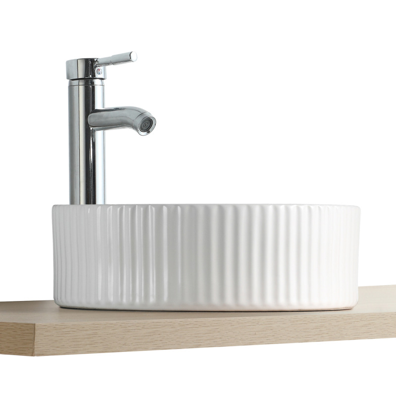 Vasque Salle de Bain à poser ronde 45 cm Blanche - LINEA