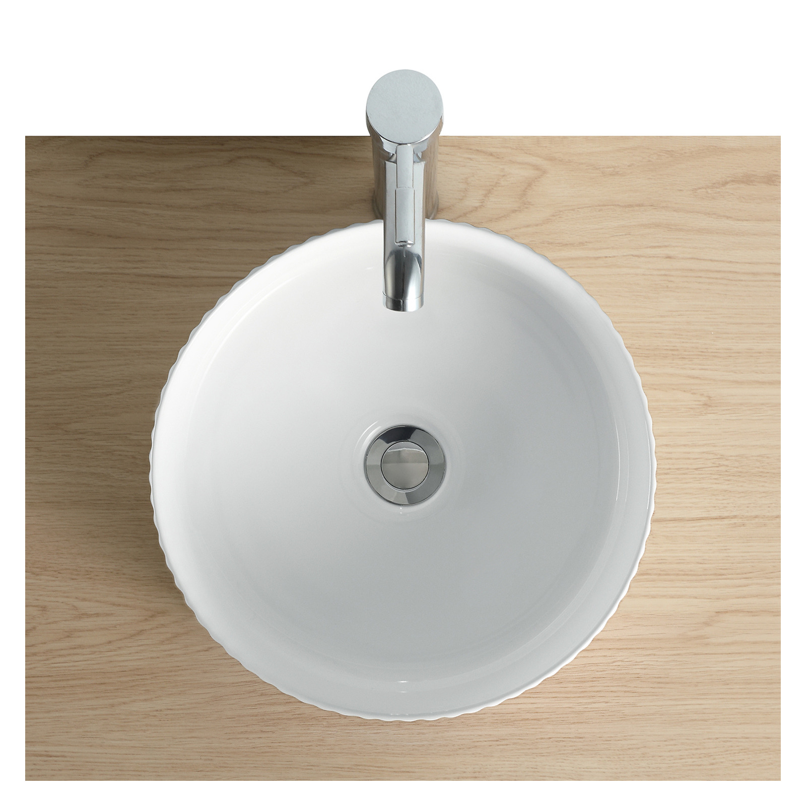 Vasque Salle de Bain à poser ronde 45 cm Blanche - LINEA