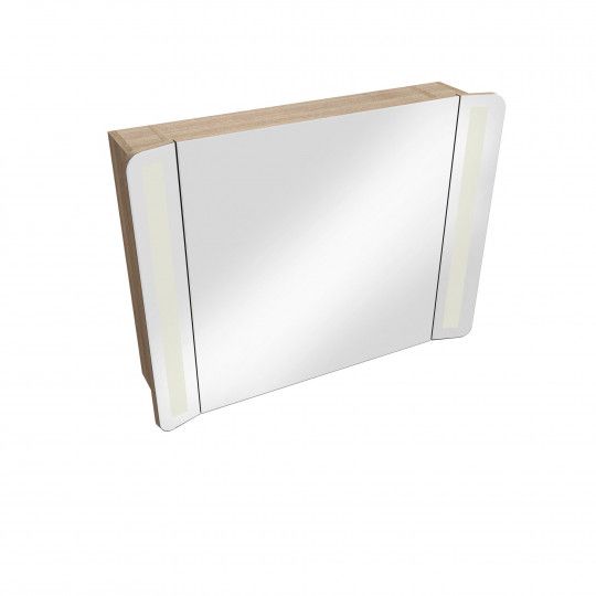 Armoire de toilette frêne miroir + éclairage LED L80 TIGA