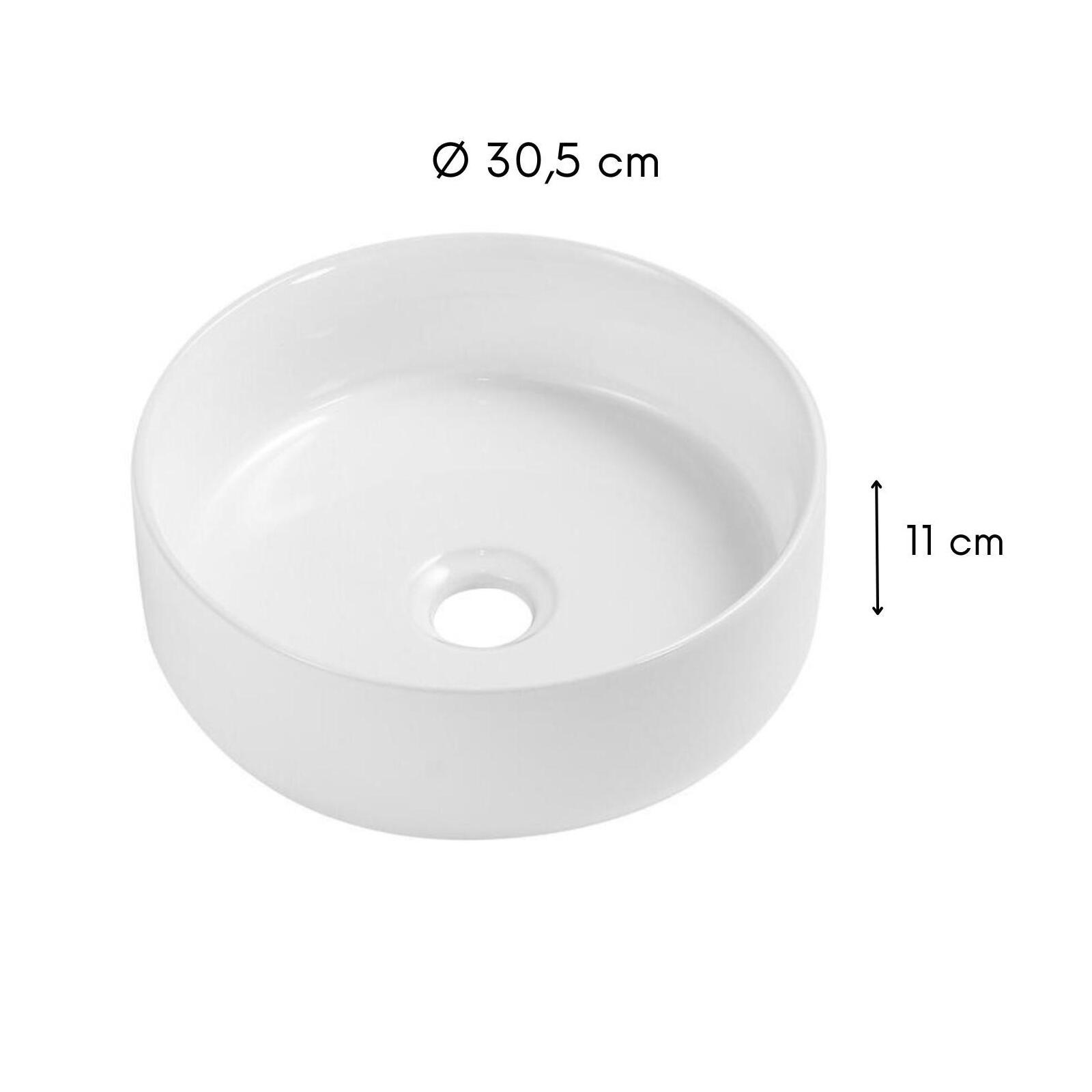 Vasque à poser ronde en céramique blanche 30,5cm Vasque à poser ronde en céramique blanche 30,5cm