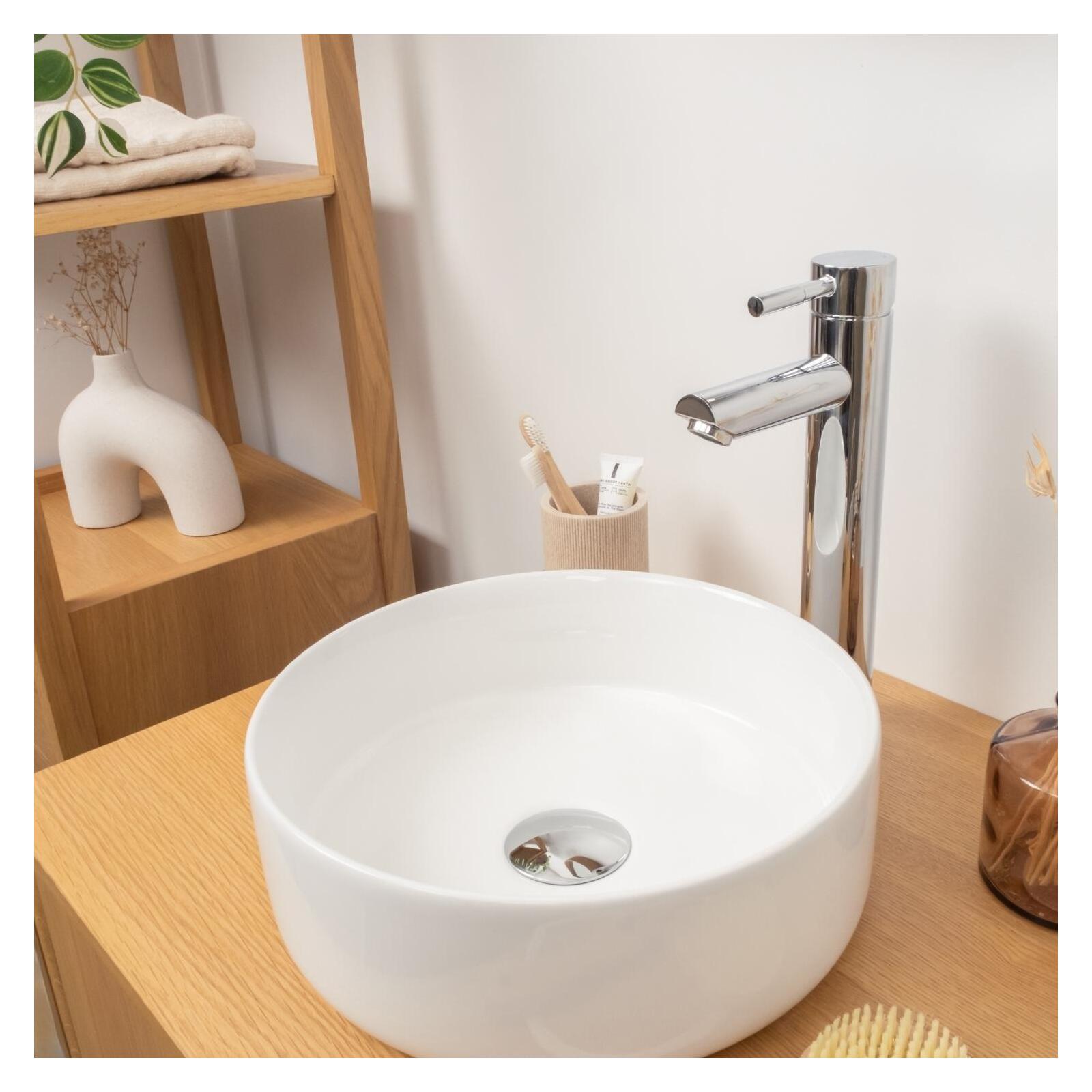 Vasque à poser ronde en céramique blanche 30,5cm Vasque à poser ronde en céramique blanche 30,5cm