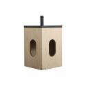 Ensemble meuble lave-mains d'angle décor chêne vasque noire SKINO avec robinet noir