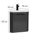 Ensemble meuble lave-mains d'angle décor chêne vasque noire SKINO avec robinet noir