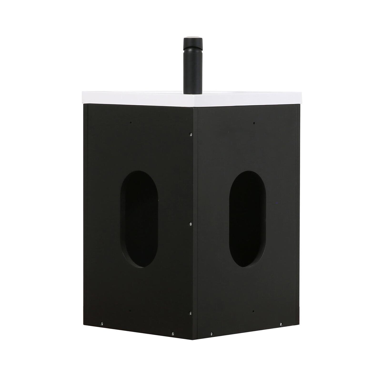 Ensemble meuble lave-mains d'angle décor chêne vasque noire SKINO avec robinet noir