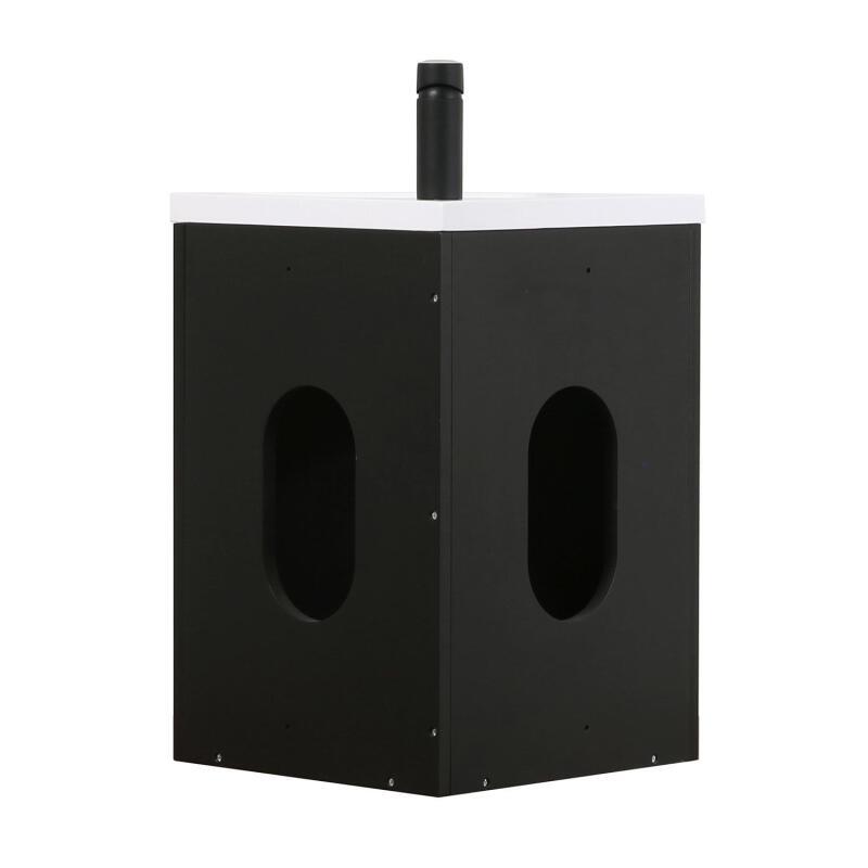Ensemble meuble lave-mains d'angle décor chêne vasque noire SKINO avec robinet noir