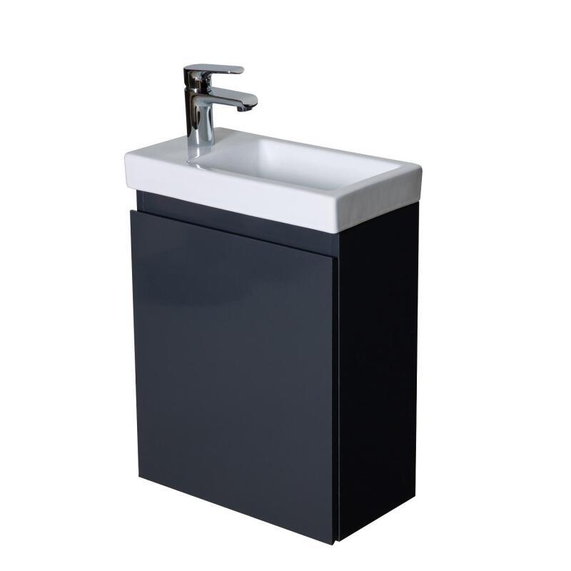 Ensemble lave-mains suspendu avec robinet noir